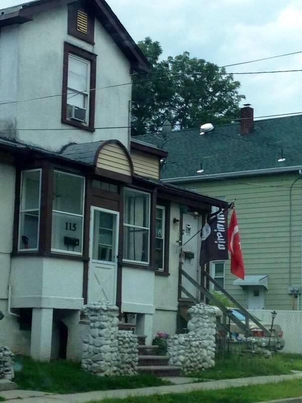 ISIS-ISIL and Turkish flag hang from home in Garwood New Jersey