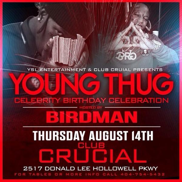 ClubCrucial's tweet photo. RT @youngthug: This Thursday home sweet home #ClubBrucial be there ... My Bday starts here ....#Udigg http://t.co/RSf0Q42UZK