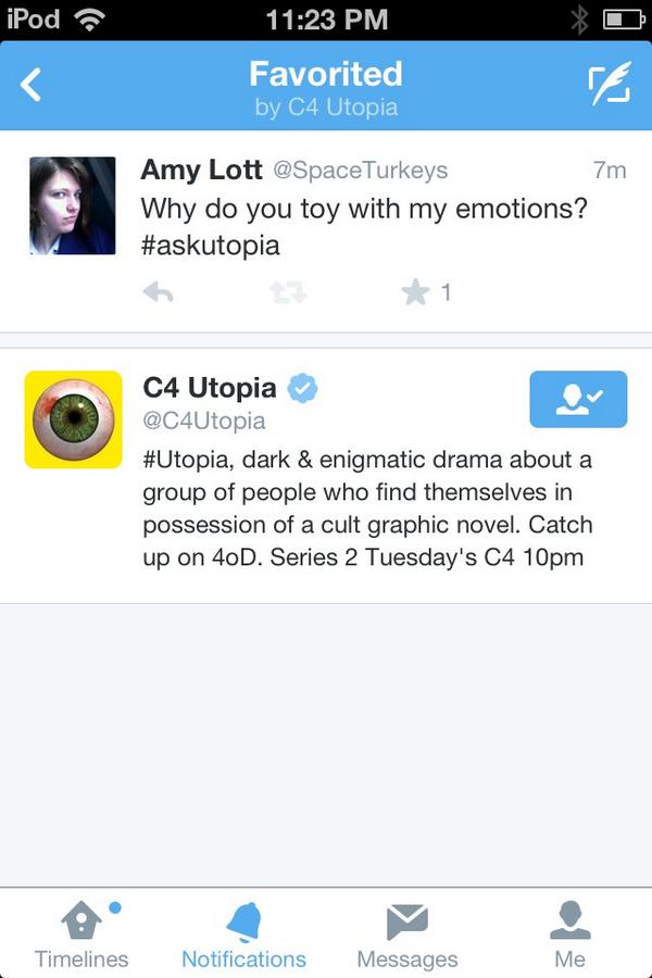 SpaceTurkeys's tweet image. What's this? C4 Dennis Kelly and other folk favourited my tweet? HAHA MY LIFE HAS MEANING