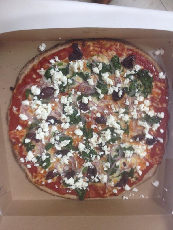 KrustCo's tweet image. #9grain Mediterranean pizza #spinach #redonions #kalmataolives #feta