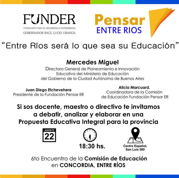 fpensarER's tweet photo. Te invitamos a debatir y elaborar una Propuesta Educativa @fpensar junto a @FunderRU @JDEtchevehere @ayeacosta http://t.co/LbnjbtFlou