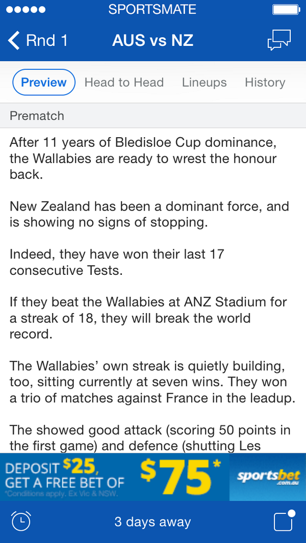 eplLIVE_app's tweet image. Union Live now has previews for the first round of #RugbyChampionship matches!

Check them out in the Match Day tab.