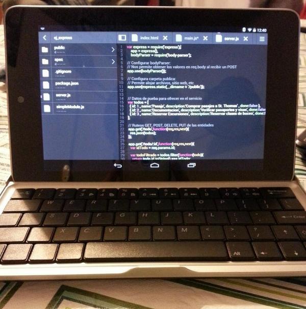 MatiasUrbano's tweet image. Playing with my #Nexus7  #CodingAnywhere  #nodejs #angularjs #javascript #expressjs #FrontEndDev #frontend
