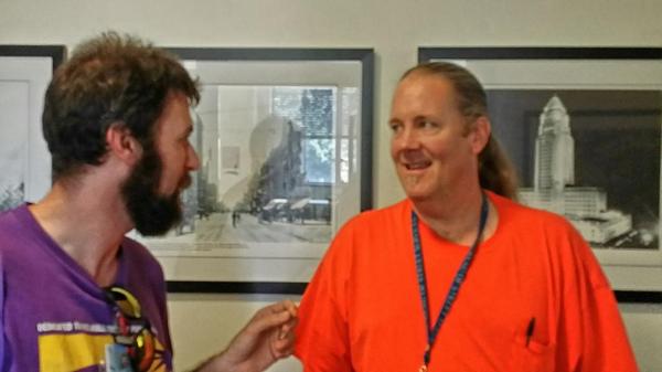 drmoll's tweet image. @art2thebone Jake and Tim solving world peace in City Hall. Answer lies in good public service jobs. #nooutsourcing