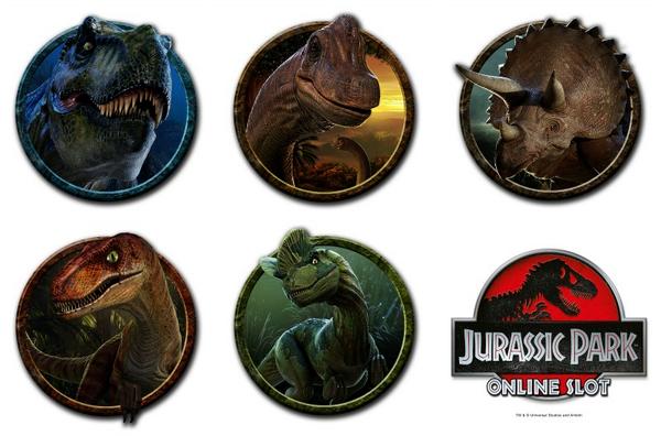 PlatinumPlay01's tweet image. How many dinosaurs can you identify from the Jurassic Park™ online slot game? #JurassicPark