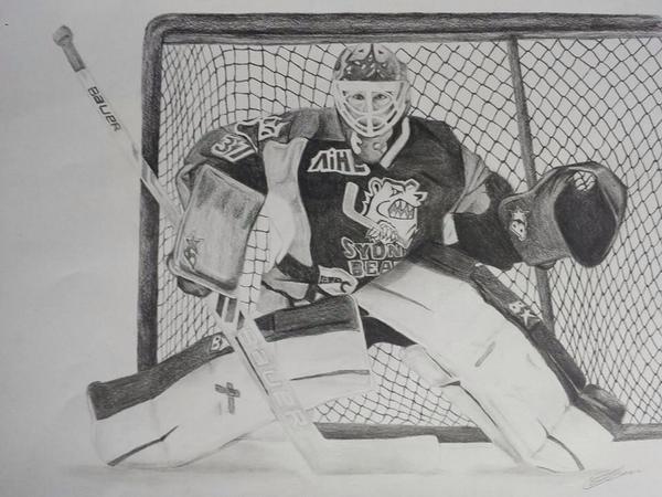 onthefly_hockey's tweet image. Ellese Kuffer who brought us the Simpsons #AIHL logos, puts together some artwork on @sydneybears goal @LukeRead33.