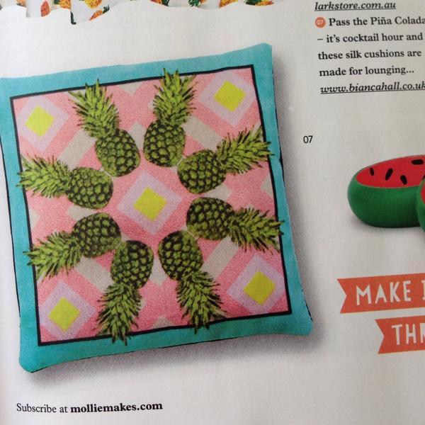 biancahallLDN's tweet image. Hey thanks @MollieMakes for featuring my Pineapple Pavilion cushion in your Tropical Fruit trend pages! #issue43 X