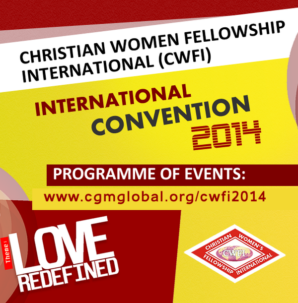 cgmglobal's tweet image. To see the complete CWFI Convention 2014 Programme,
Go to: cgmglobal.org/cwfi2014
#LoveRedefined #CWFI2014