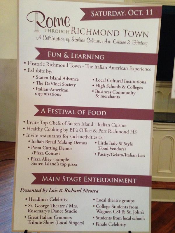 StatenIslUSA's tweet photo. Here are just a few things that will be offered at #RomeThroughRichmondTown http://t.co/C2dA1J3BEs