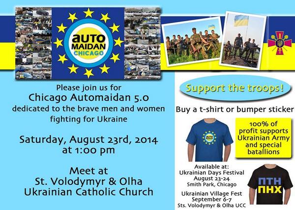 ChiAutomaidan's tweet photo. Chicago Automaidan supporting UA troops. T-Shirts &amp; bumper stickers are available for sale. #Ukraine #automaidan http://t.co/Nv6lIWxr34