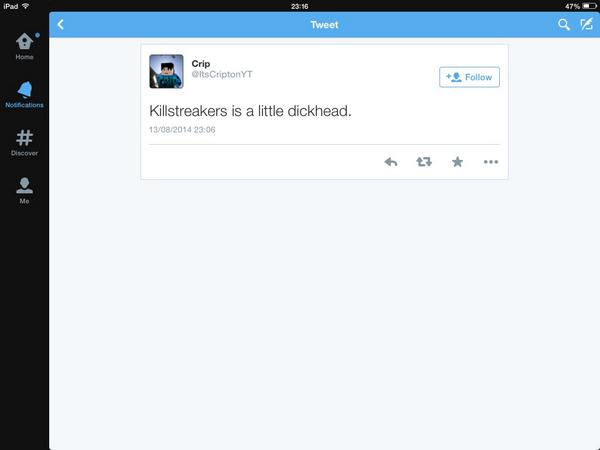 FuZe_Chaos's tweet image. @ItsCriptonYT @Killstreakers "No hate" Nice one