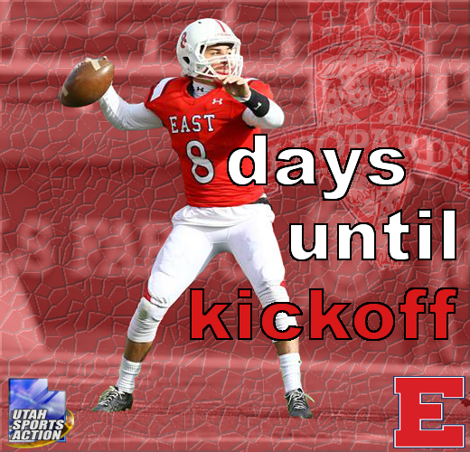 UTSportsAction1's tweet photo. Prep football: 8-days until kickoff @EastHighSLC @EastFB2014 @East_mEss @isaacvalles08 #UTHSFB #FNL #CountdownKickoff http://t.co/eowZADDUXf