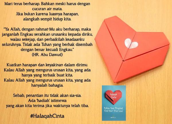 TeladanRasul's tweet photo. Mari terus berharap.
Jika bukan karena luasnya harapan,maka alangkah sempit hidup kita ~Buku #halaqahcinta http://t.co/WsvXFP6ZKb