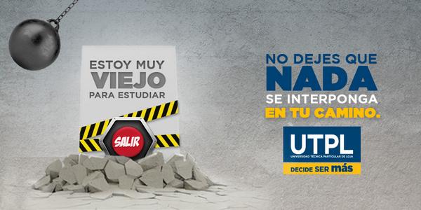 utpl's tweet photo. ¡Nunca es tarde para superarte! 
Estudia a distancia en la UTPL.
Inscripciones abiertas hasta el 3 de octubre. http://t.co/HzS8sXWTx8