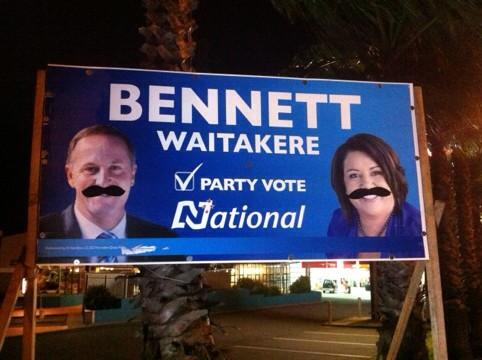 Not_JohnKeyPM's tweet image. "Decorated" election posters. 
#nzpol