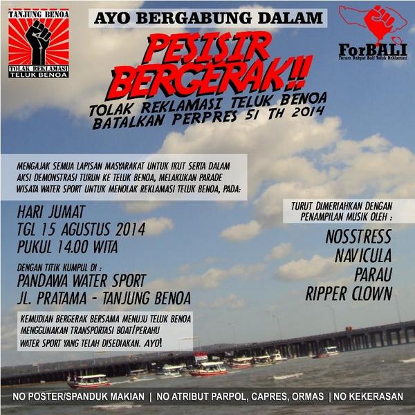 ForBALI13's tweet photo. Bosan demo di darat? Yuk demo di air! Besok jam 14.00WITA, kumpul di Pandawa Watersport Tanjung Benoa. http://t.co/ZOUfeahhLY