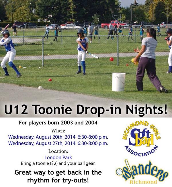 IslandersRGSA's tweet image. U12 Toonie Drop-in Nights! A great way to prepare for tryouts. Players born 2003 &amp;amp; 2004 are welcome. cc @Softballbc