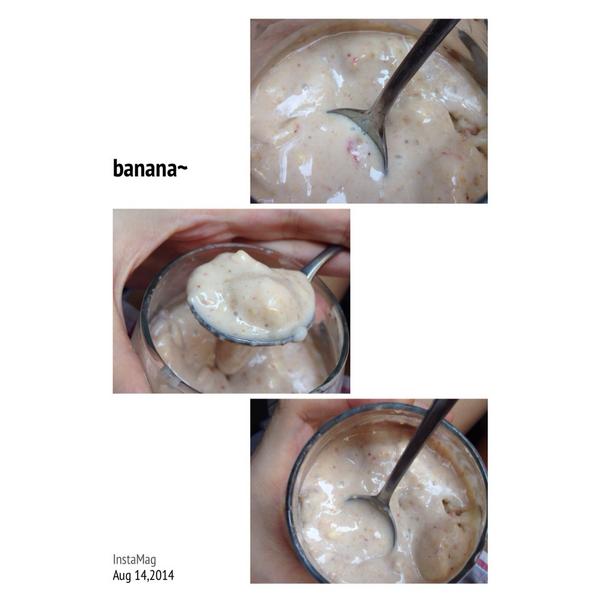 This is seriously deliciouso. Pisang dibekuin blender bareng es krim dan biskuit oat.