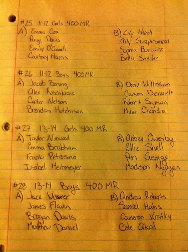OzarkZoneTeam's tweet photo. Tomorrow morning's 400 MR lineup. Bus leaves at 6:35. http://t.co/Dnh2Nsiyx4
