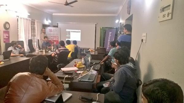 ezhilanbaskar's tweet photo. Bluemix demos on full swing by IBM experts #bluemixhack @YourStoryCo @radhesh_k @skrsarvnn @sandy_carter http://t.co/F7FGw9pmsj