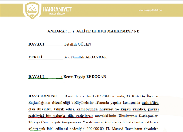 fgulenav's tweet photo. Başbakan'ın "Büyükelçiler İftarı"nda yaptığı açıklamalara ilişkin manevi tazminat davası açıldı. http://t.co/RYFyzshcVS