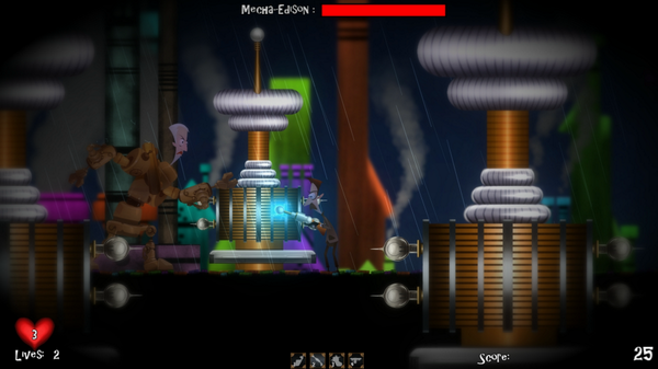 archetypeglobal's tweet photo. Tesla vs. Mecha-Edison... Yeahhhhh. Retweets help 'Tesla Breaks the World!' #screenshotsaturday #gamedev #indiedev http://t.co/Ra2VLt88lo