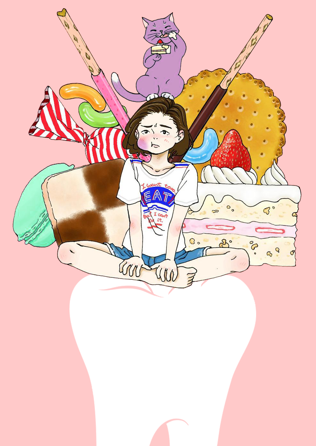 Twitter 上的 中村佑介 Yusuke Nakamura Yosimurin2イラスト 講座39 ですので いくら歯をデザイン的にシンプルに処理をしても 生々しさが出て 当初の 美味しそう な感じは減退しまう これは本末転倒 もし 虫歯予防ポスターならこれで良かったのですが 違い