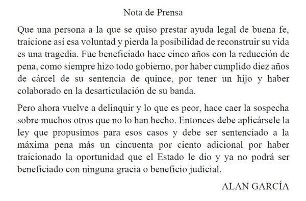 AlanGarciaPeru's tweet photo. Precisión sobre el conmutado(hace 5 años) y hoy detenido por tráfico ilícito de drogas http://t.co/KjIaoSOXrZ