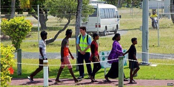 BBCNewsAsia's tweet image. Australia sends 157 Tamil asylum seekers to Nauru after they refuse to meet Indian officials bbc.in/1qEXFpC