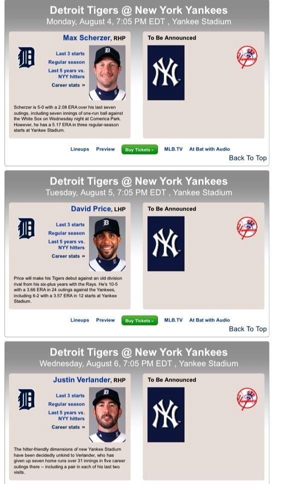 MundoYankee's tweet image. #Yankees La próxima serie en el Bronx ante los #Tigers empieza el Lunes ante los últimos 3 CY Young de la LA.
