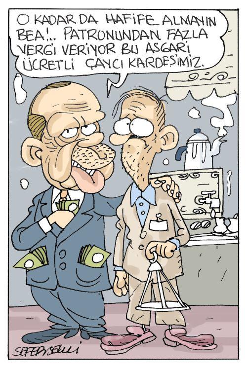Sefer Selvi, Erdoğan'a 9 bin TL bağışlayan asgari ücretli çaycıyı çizdi evrensel.net/gallery.php?id…
