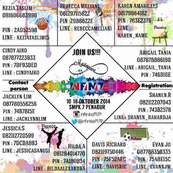 InfiniteM7P's tweet photo. Contact persons for competitions and registration. tell your friends to join #InfiniteM7P 😉 http://t.co/KBBeISCo5t