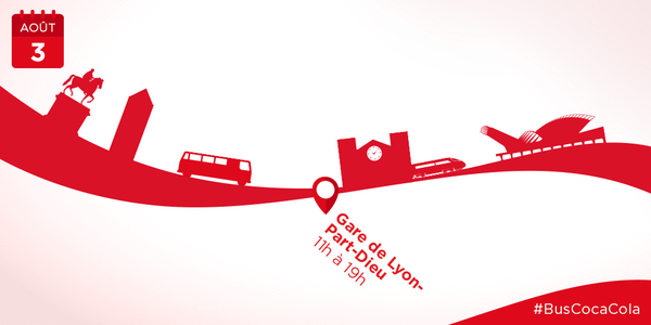 cocacolafr's tweet photo. Retrouvez le #BusCocaCola à #Lyon ! Venez nombreux, #PartagezUnCocaCola et repartez avec des cadeaux personnalisés ! http://t.co/4j0YtfdiOR