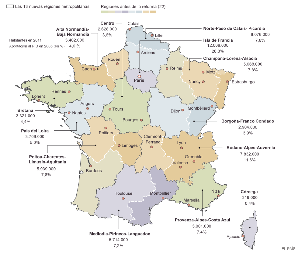 EL PAÍS on Twitter: "Francia revoluciona en dos meses su mapa regional