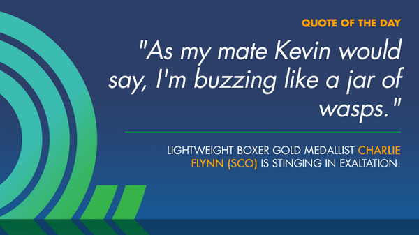 Glasgow_2026's tweet photo. "As my mate Kevin would say, I'm buzzing like a jar of wasps." @Team_Scotland's Charlie Flynn. #2014boxing http://t.co/IhiU4mrgLZ