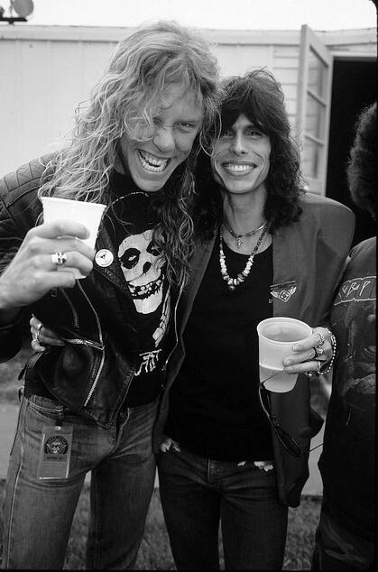 Born 03AUG1963 James Hetfield. Happy Birthday to James, seen here, with Aerosmiths Steven Tyler 