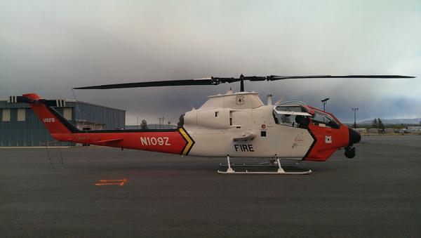 TheCalGuard's tweet photo. Remember Vietnam-era Cobra attack helicopters? The @forestservice is using one for recon of fires in Nor Cal. http://t.co/im2KbFsq5u