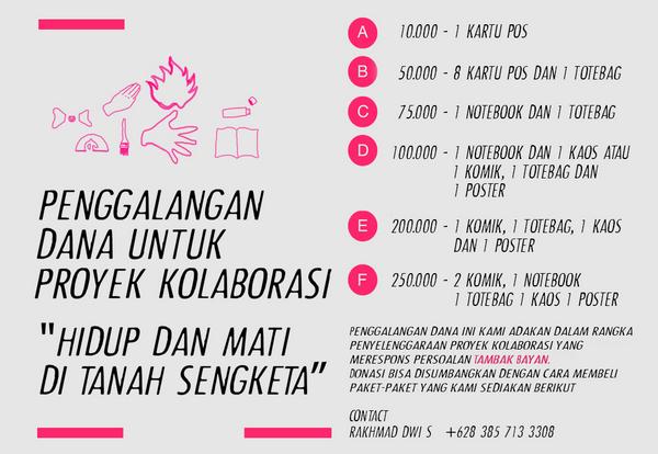 silahkan
penggalangan dana proyek kolaborasi "hidup dan mati di tanah sengketa" page : facebook.com/pages/Proyek-K…