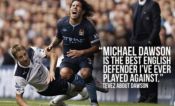 SpursQuotes's tweet photo. Carlos Tevez on Michael Dawson http://t.co/58ljU68d1R