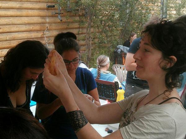 oldtownyk's tweet photo. Old Town Artist Alison Mccreesh organizes her felting workshop at the Ramble and Ride http://t.co/hX94akJwui