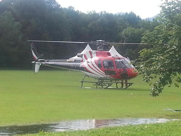Ultiworld's tweet image. Amazing. WUCC organizers used a helicopter to push standing water off of the fields. Photo via @aircooled76.
