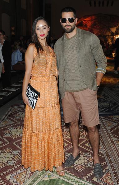 Cara Santana and Jessie Metcalfe attend the Misson show during Milan Menswear Fashion Week Spring Summer 2015
