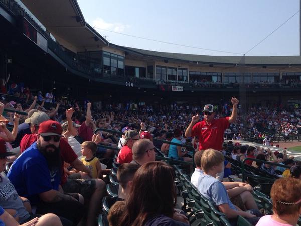 MsHangry's tweet image. Fans are doing the #funkyfeather @greatlakesloons ball game.  What great fans are here!!!