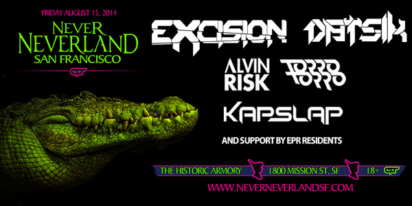 eprlife's tweet photo. We are 12 days away. Fly with us from SF to Neverland. @Excision @datsik @Torro_Torro @AlvinRisk @KapSlap http://t.co/1QAw2j5GYn