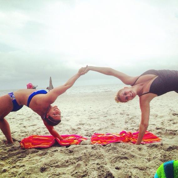 AshleyCurl's tweet image. Yoga on the beach! #esummerhere