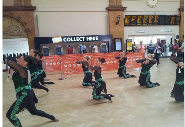 VisitNotts's tweet photo. And here's another great shot of our Baton Twirlers at Nottingham Train Station. #worldbaton2014 @EMTrains http://t.co/KJsHJYHZ9H
