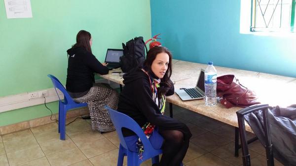 maggiev's tweet image. Presenters busy preparing #edtechsummitsa