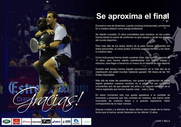 Fernando Belasteguin y Juan Martin Diaz se separan - padel1.es/fernando-belas…