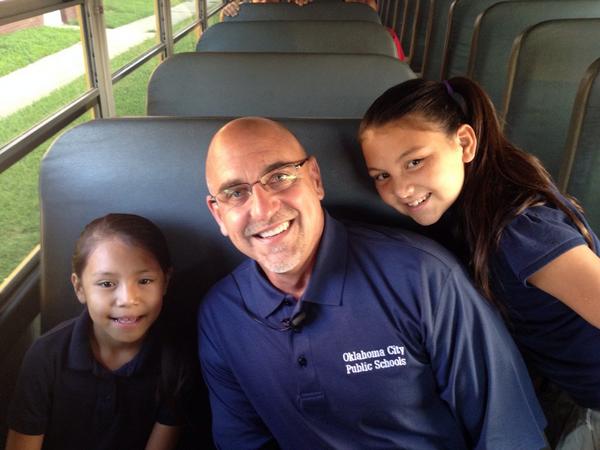 OKCPS's tweet photo. #okcpsfirstday bus ride with #MarkTwain students http://t.co/2rfkO4Vjxd