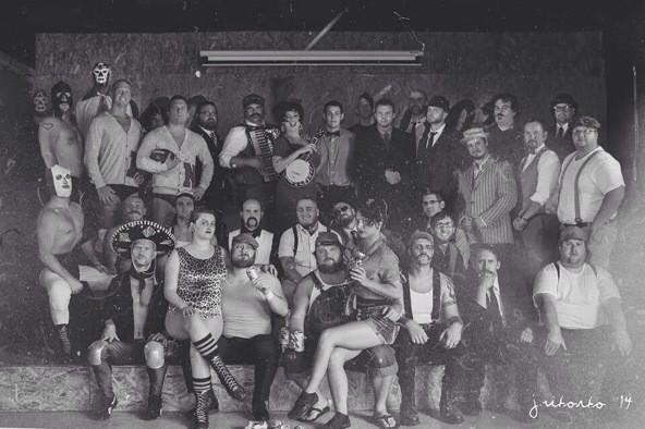 BombasticBG's tweet photo. "@oldewrestling: Group photo from Friday's Speakeasy Spectacular!  I missed the group photo again!  :(  http://t.co/J4RLZzzsw1"